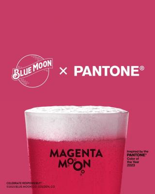 Mmmmmmagenta. Fruity. Juicy. Delicious. Inspired by @pantone’s Color of the Year 2023, Magenta Moon is available for a limited time at our @bluemoonrino brewery in Denver, CO, while supplies last!