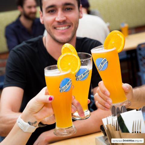 Served with an orange wheel to heighten the refreshing crispness of Blue Moon!