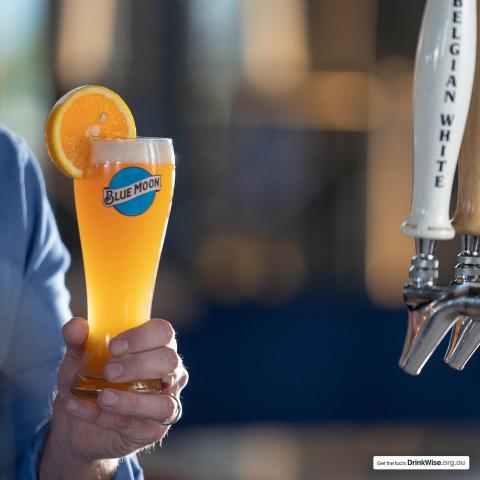 Beer & an orange slice....who'd have thought it! 

Have you tried a perfect serve of Blue Moon?